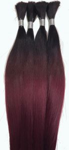 Ombre, loses glattes Echthaar, Farbe 1B99 Red, Zopf 60 cm